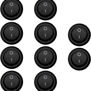 10 botões interruptor redondo para móveis embutir liga/desliga (preto)